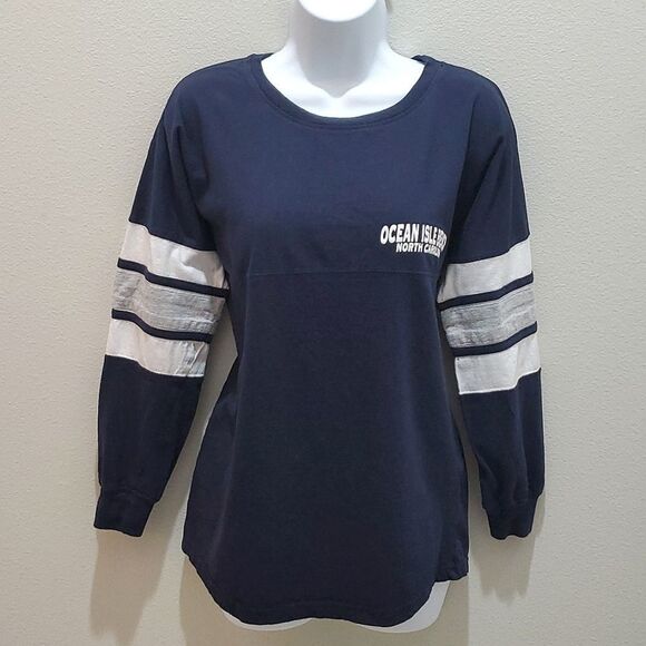 EXIST OCEAN ISLE BEACH NORTH CAROLINA LONG SLEEVE SHIRT, Sz S (Junior), BLUE - Picture 1 of 10